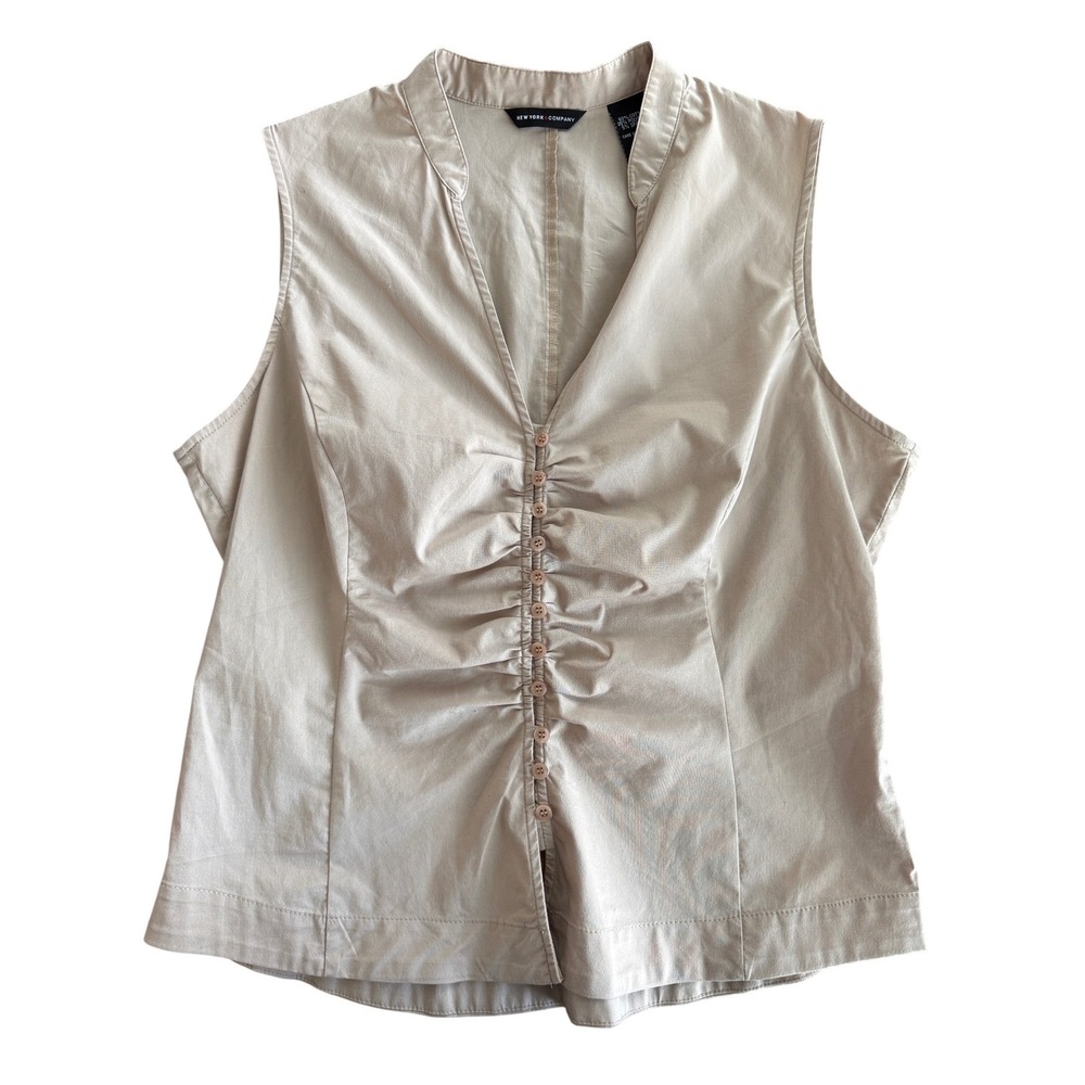New York & Company Sleeveless Blouse Tan 12